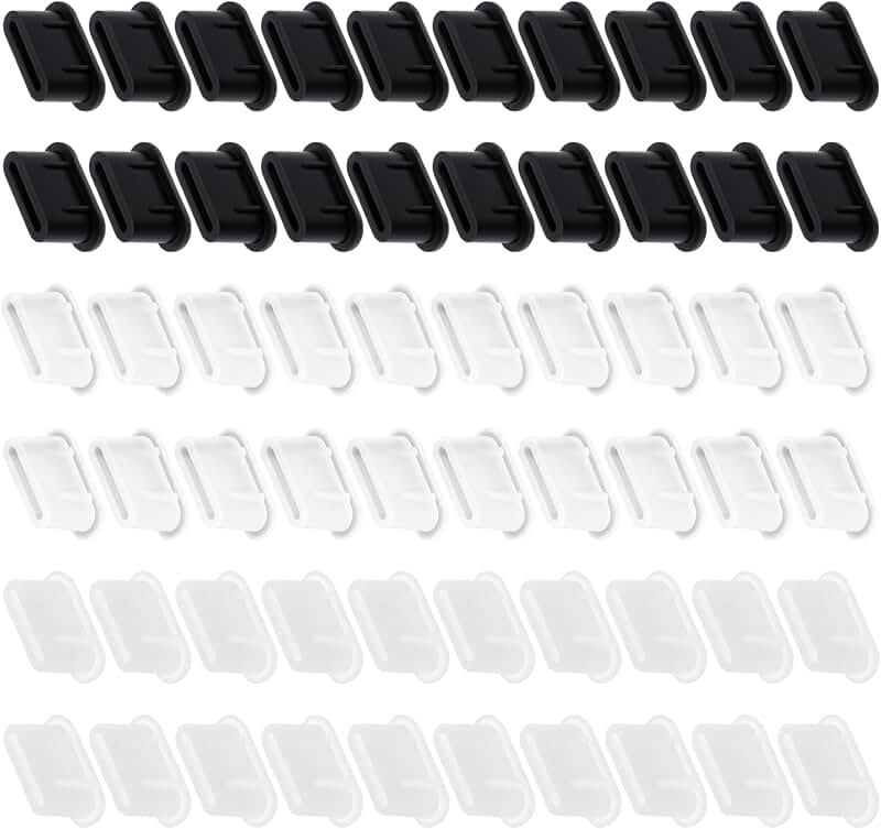 60 Pack USB C Port Dust Plugs for Charging and Protecting