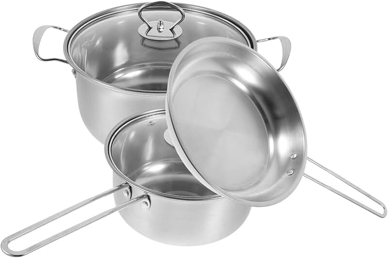 Stainless Steel Cookware Set with Soup Pot and Frying Pan