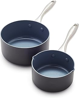 GreenPan Lima 1QT and 2QT Gray Ceramic Nonstick Saucepan Set