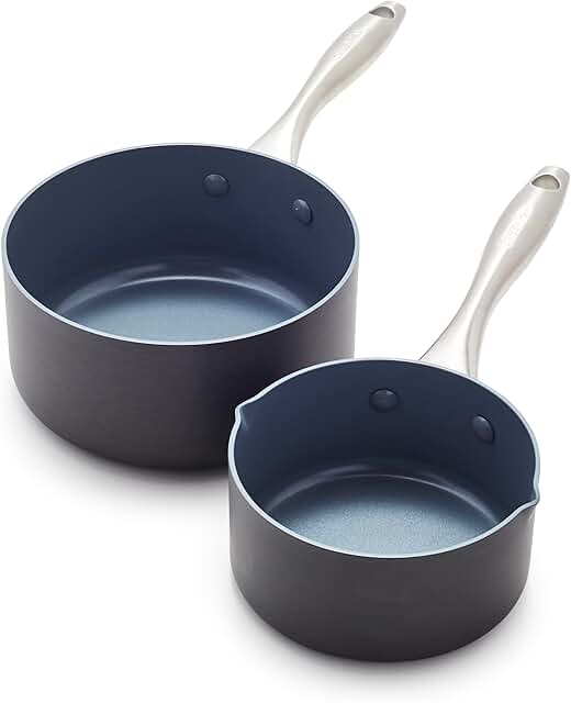 GreenPan Lima 1QT and 2QT Gray Ceramic Nonstick Saucepan Set