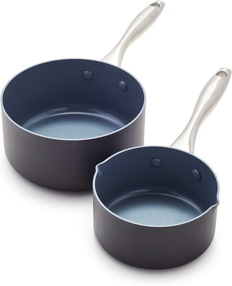 GreenPan Lima 1QT and 2QT Gray Ceramic Nonstick Saucepan Set