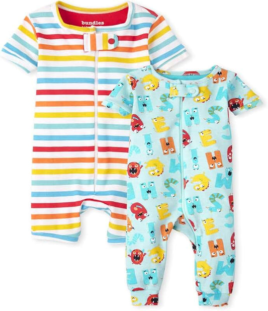 Unisex Baby and Toddler ABC Striped Cotton Pajamas 2-Pack