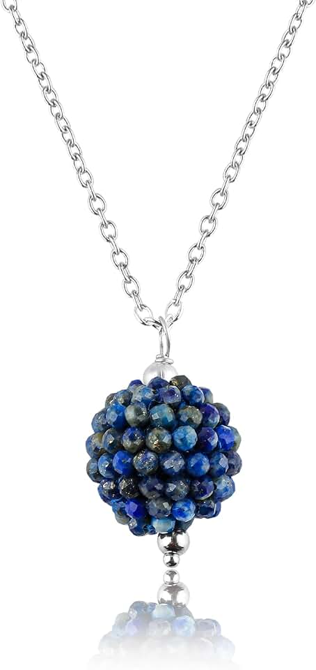 Natural Lapis Lazuli Beaded Pendant Necklace