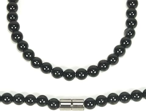Men's Black Onyx Beaded Necklace for Protection