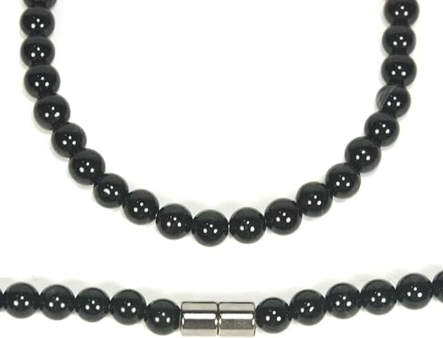 Men's Black Onyx Beaded Necklace for Protection
