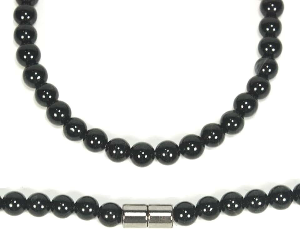 Men's Black Onyx Beaded Necklace for Protection