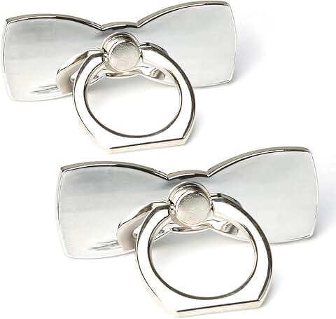 Two-pack Sparkling Bowtie Phone Ring Holders with 360° Rotation