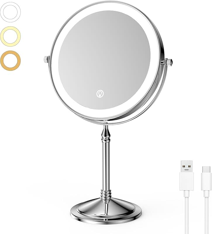 Rechargeable 4000mAh Lighted Makeup Mirror with 20x Magnification
