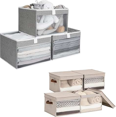 Closet Storage Bins with Clear Window and Handles
