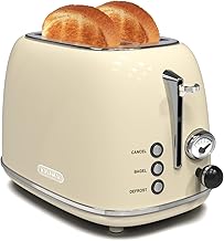 2-Slice Retro Stainless Steel Toaster with Wide Slots