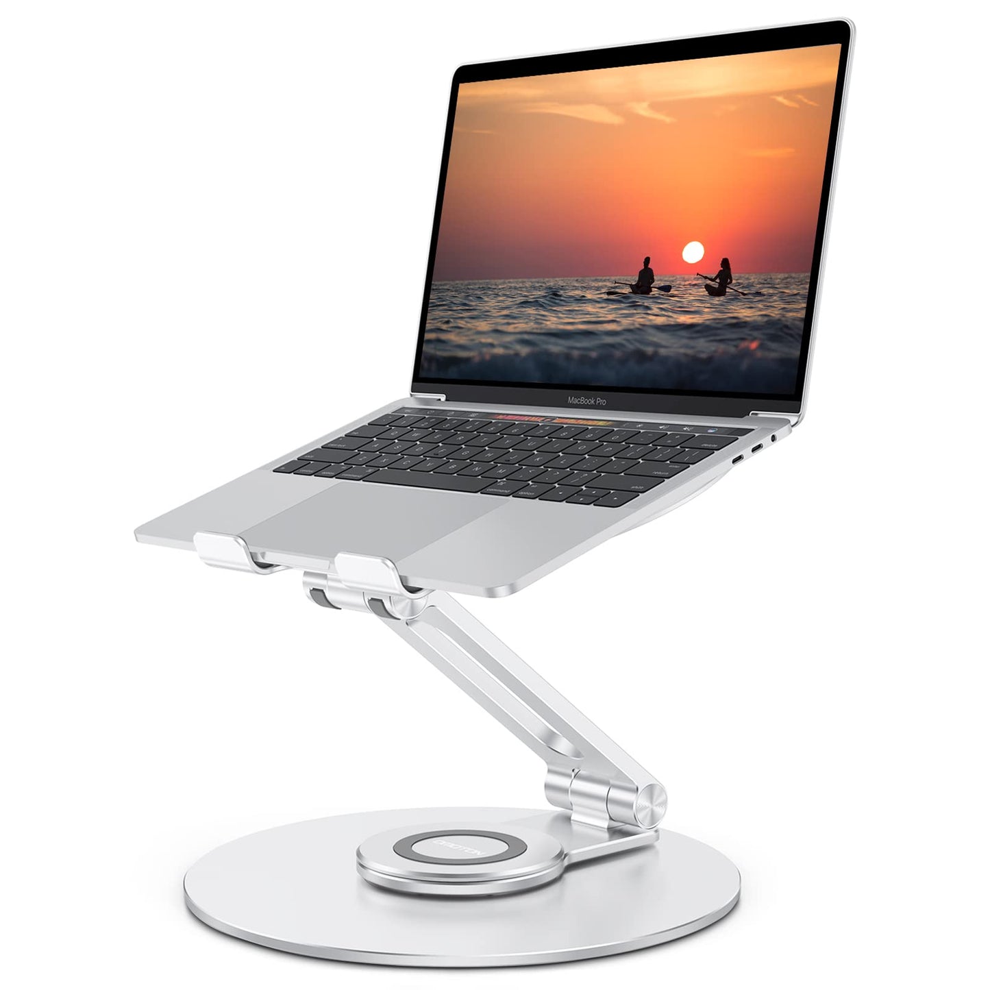 Adjustable Laptop Stand with 360 Rotating Base, Ergonomic Laptop Riser for Collaborative Work, Dual Rotary Shaft Fully Foldable for Easy Storage, Fits MacBook / All Laptops up to 16 inches