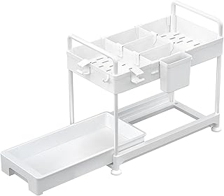 2-Tier Under Sink Organizer with Hooks and Shelf