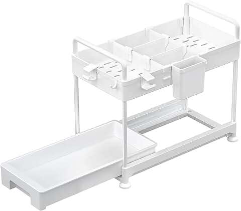 2-Tier Under Sink Organizer with Hooks and Shelf