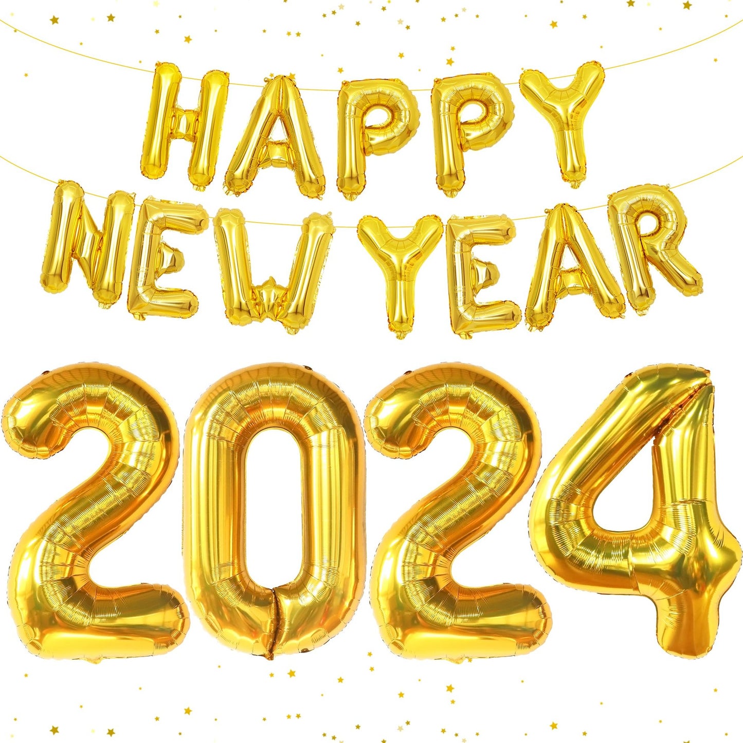 Jumbo Gold 2024 New Year Balloons - XL 40" NYE Party Supplies & Decorations - Happy New Years Eve Balloons for 2024 Celebrations