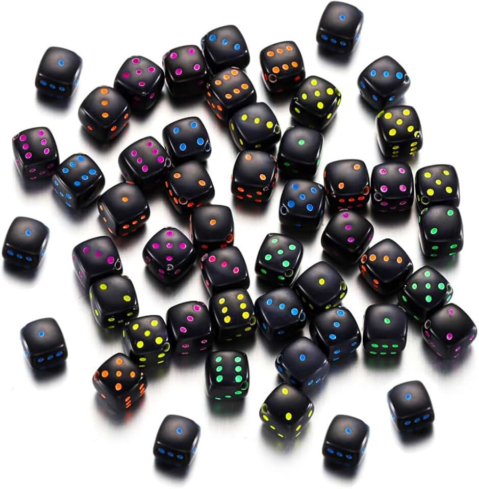 500 Black 8.5mm Dice Beads for Jewelry Making