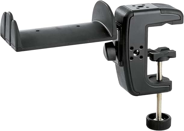 Black steel headphone stand with rubber support