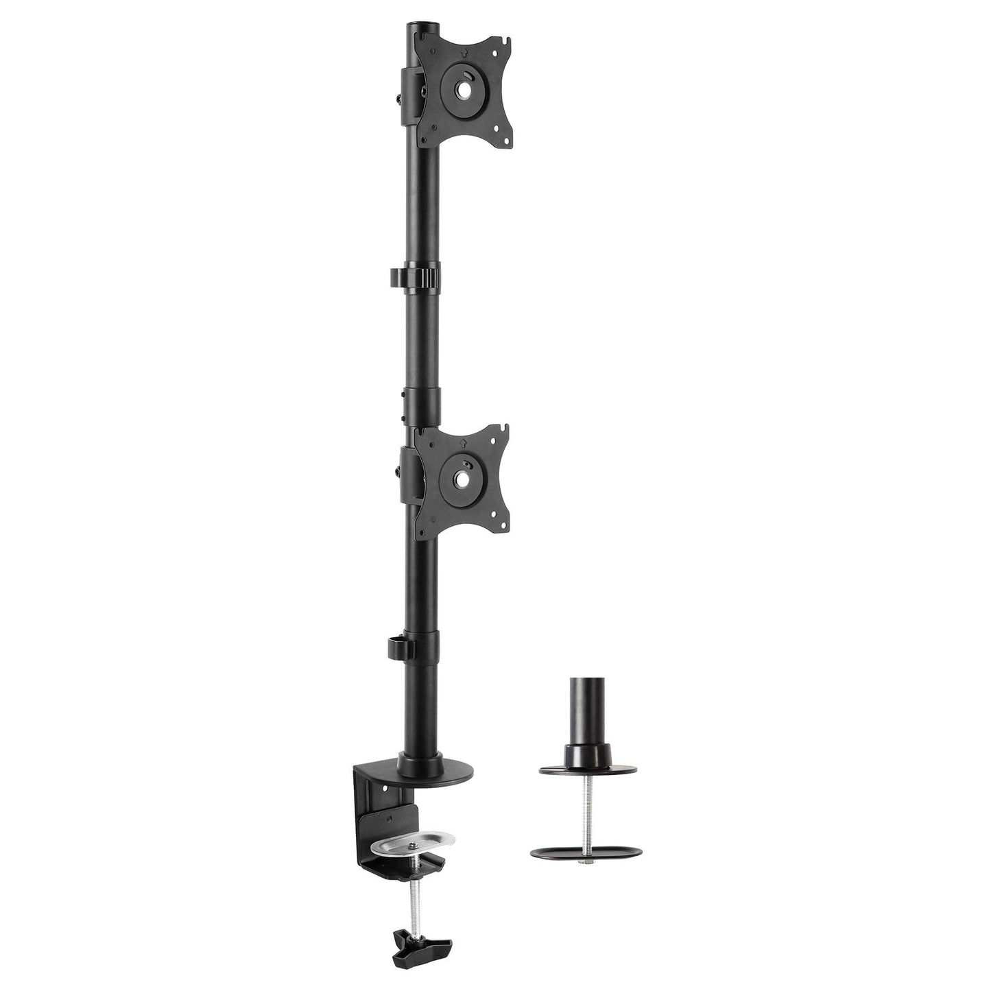 Dual Monitor Articulating Desk Mount Stand with Height Adjustment and Open VESA Plates for 2 LCD Screens up to 27 inches, Stacked Array, STAND-V002R