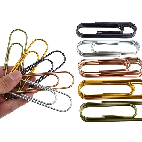 Extra Large Bright Vinyl Coated Paper Clips, 25 Pack