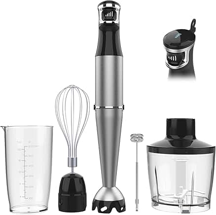 Corded 1100W Handheld Immersion Blender with Attachments