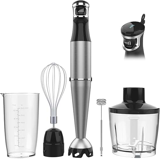 Corded 1100W Handheld Immersion Blender with Attachments