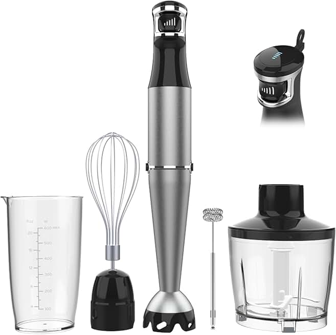 Corded 1100W Handheld Immersion Blender with Attachments