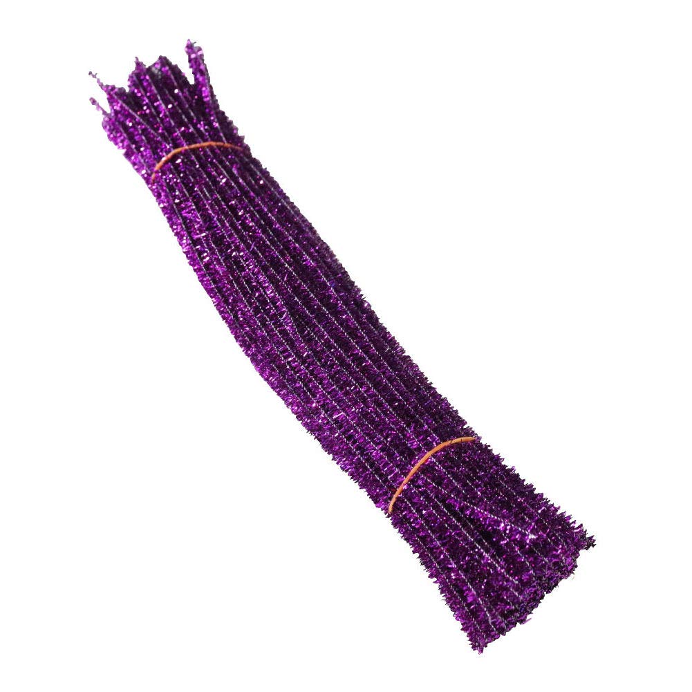 Sparkling Purple Chenille Stems 100 Pack 6mm x 300mm