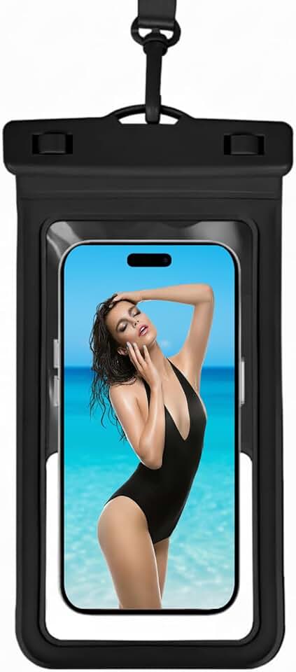 Waterproof Phone Pouch with Card Holder, Large, Black