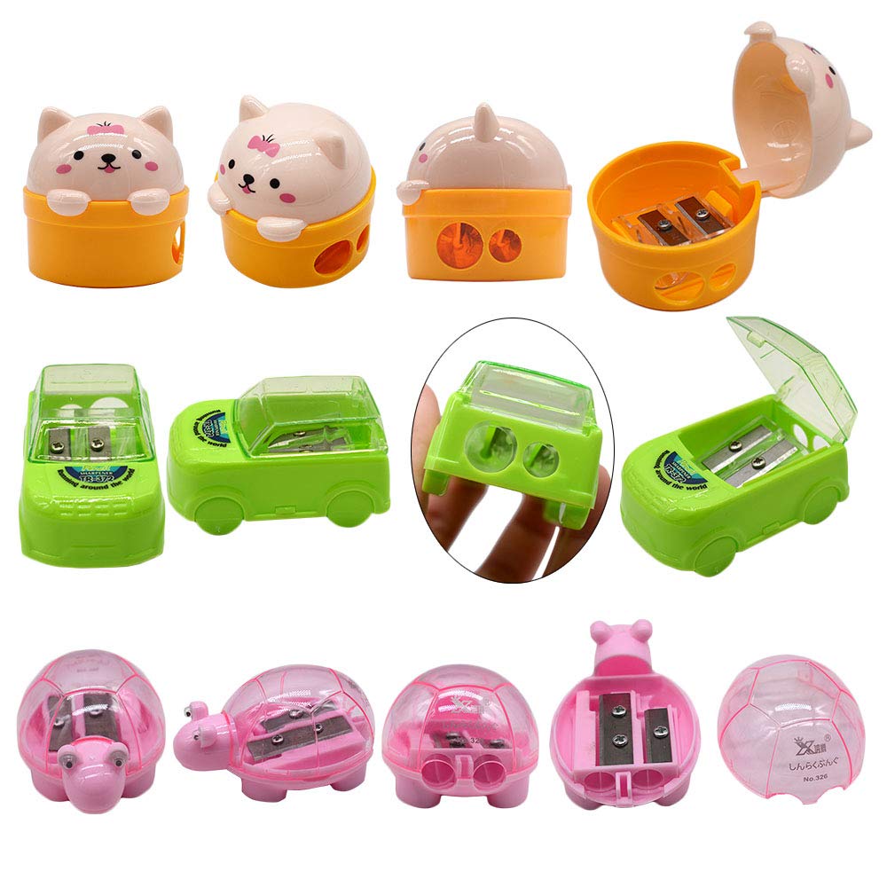 Set of 16 Cute Two-Hole Plastic Pencil Sharpeners