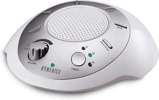 SoundSleep White Noise Sound Machine, Silver, Small Travel Sound Machine with 6 Relaxing Nature Sounds, Portable Sound Therapy for Home, Office, Nursery, Auto-Off Timer, By