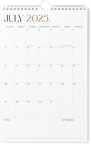 Vertical 2025-2026 Wall Calendar, 11x17 inch, July to December