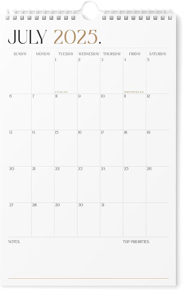 Vertical 2025-2026 Wall Calendar, 11x17 inch, July to December