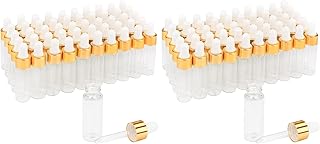 50 Pack of 5ml Clear Glass Dropper Bottles with White Caps