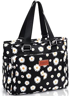 Large Floral Insulated Lunch Bag with Storage for Women