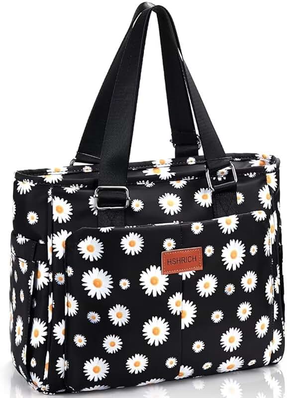 Large Floral Insulated Lunch Bag with Storage for Women