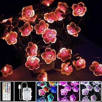 Multicolor Cherry Blossom String Lights with Remote