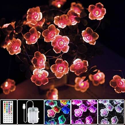 Multicolor Cherry Blossom String Lights with Remote
