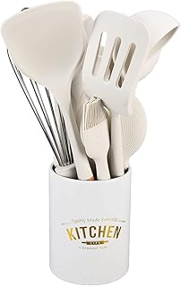 12-Piece Silicone Kitchen Utensil Set with Rotating Storage