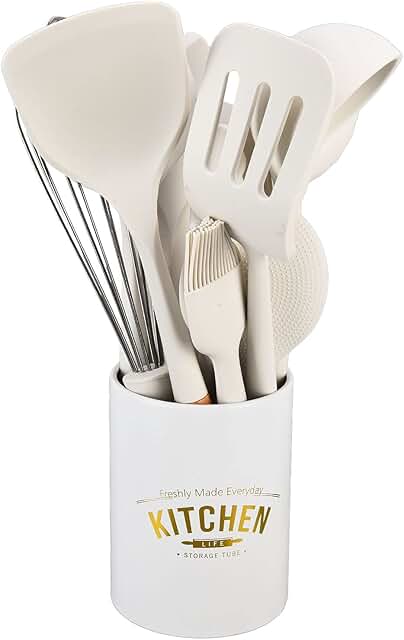 12-Piece White Silicone Cooking Utensil Set