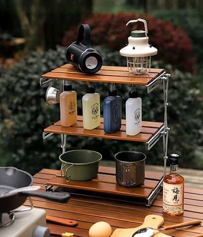 Portable Folding Wooden and Aluminum Storage Rack