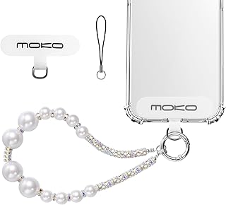Pearl Beaded Phone Wrist Strap with Tether Tab