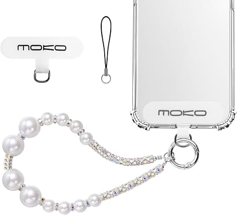 Pearl Beaded Phone Wrist Strap with Tether Tab