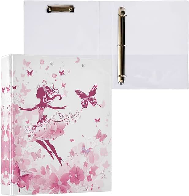Butterfly Floral 1.5 Inch Round Ring Binder with Pocket