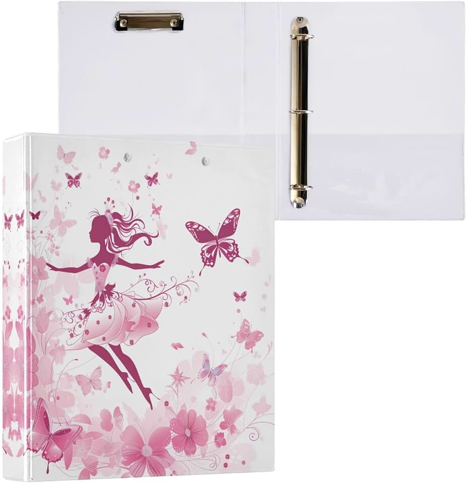 Butterfly Floral 1.5 Inch Round Ring Binder with Pocket