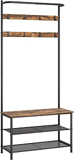 4-in-1 Entryway Hall Tree with Shoe Bench and Hooks