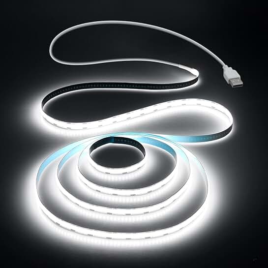 USB LED Light Strip, 3.28ft, Cold White, Flexible