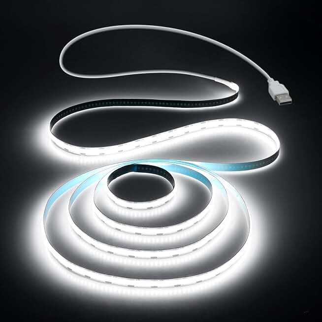 USB LED Light Strip, 3.28ft, Cold White, Flexible