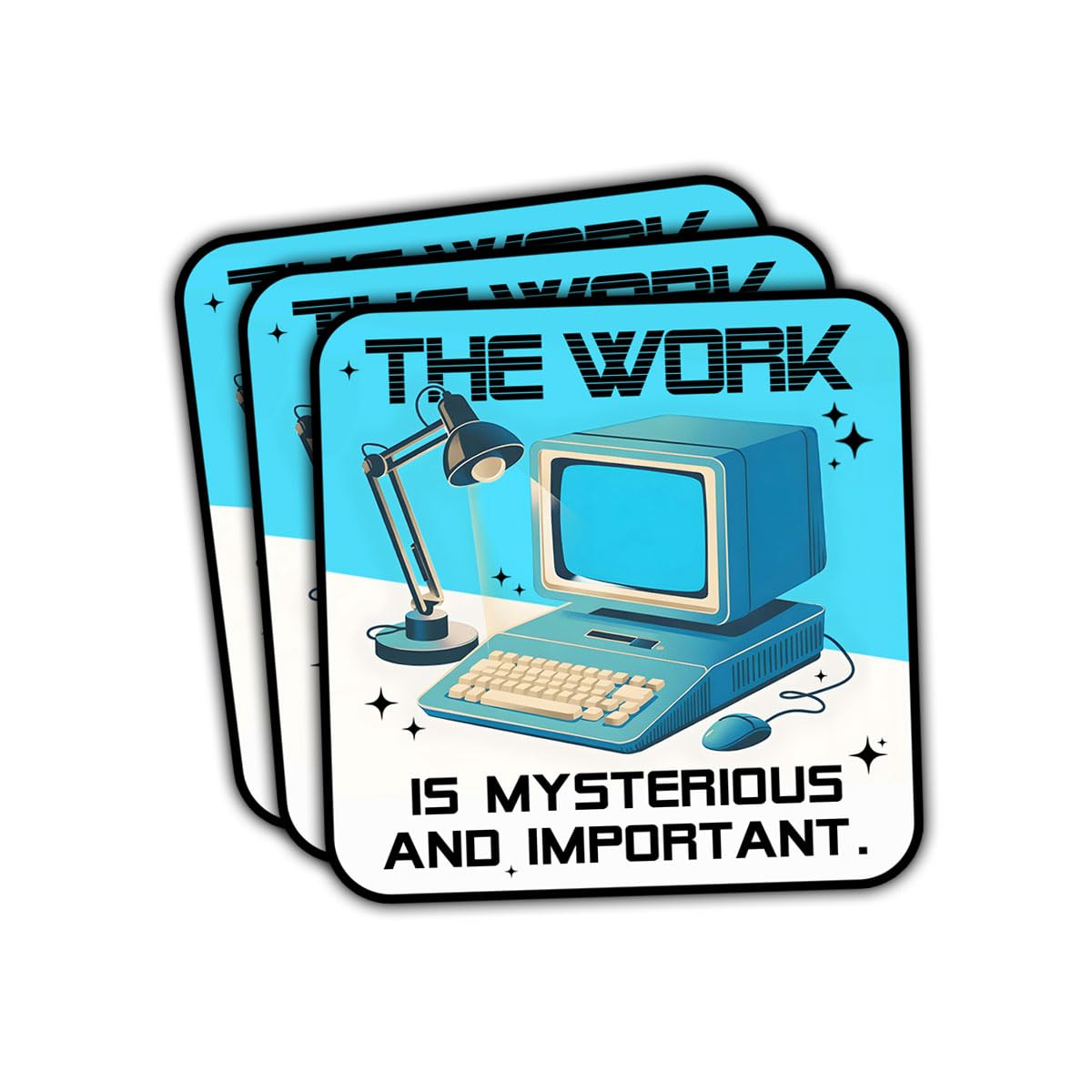 Set of 3 Funny Work Mysterious Stickers, Waterproof