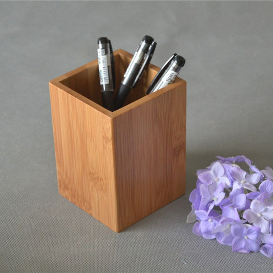 Bamboo Wood Desk Pen and Pencil Holder Organizer