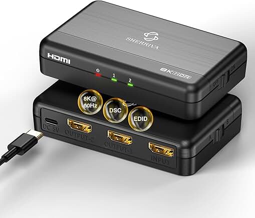 8K HDMI Splitter 1x2 with 8K@60Hz and 4K@240Hz