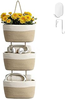 3-Tier Woven Cotton Wall-Mounted Storage Organizer Bag